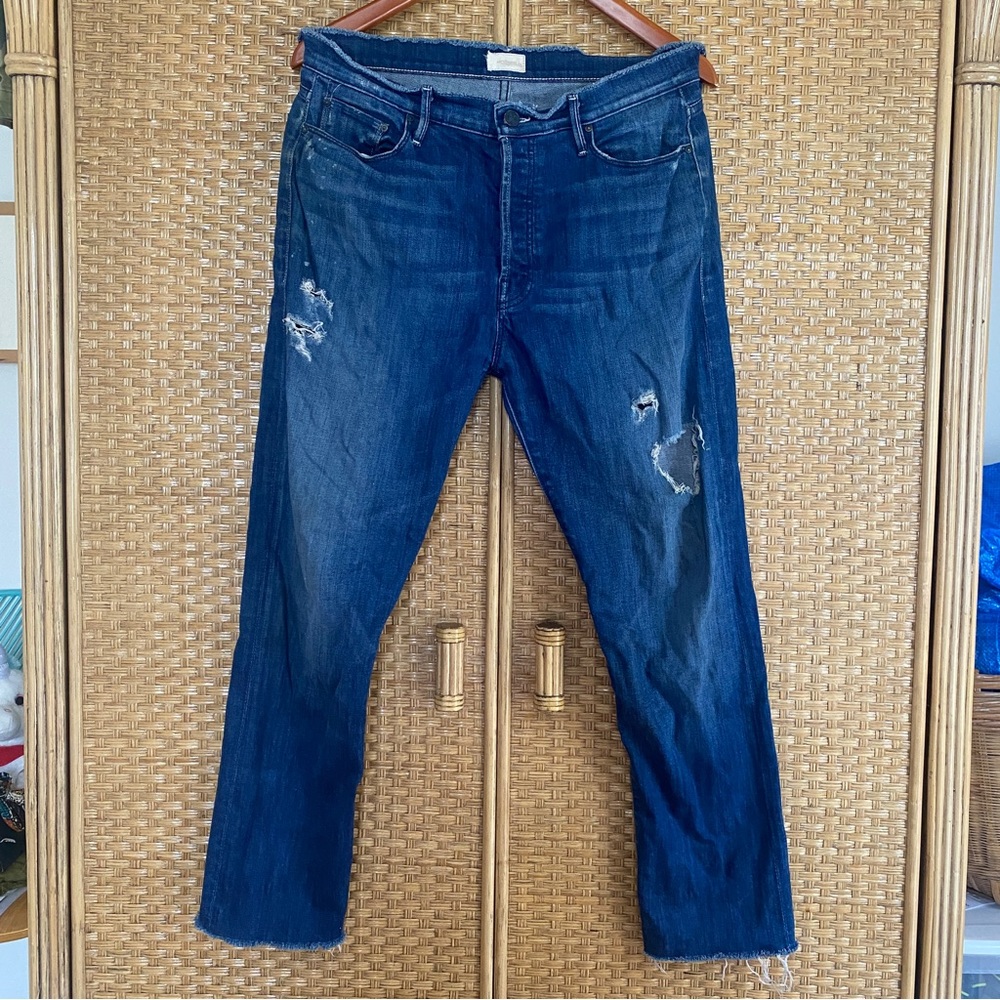 MOTHER denim, the double fray vagabond sz 28 jeans, soft comfy relaxed boyfriend